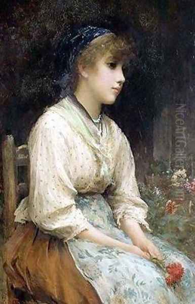 A Venetian Flower Girl Oil Painting by Sir Samuel Luke Fildes