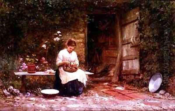 Peeling Potatoes Oil Painting by Sir Samuel Luke Fildes