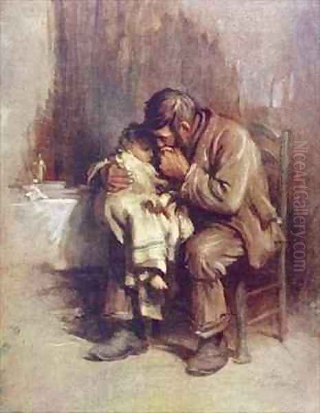 Motherless Oil Painting by Sir Samuel Luke Fildes