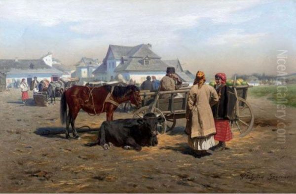 Coming To Market Oil Painting by Wladyslaw Szerner