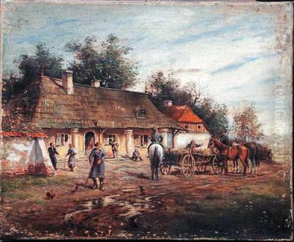 Przed Karczma Oil Painting by Wladyslaw Szerner