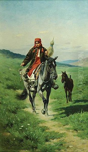 Huculka Na Koniu Oil Painting by Wladyslaw Szerner