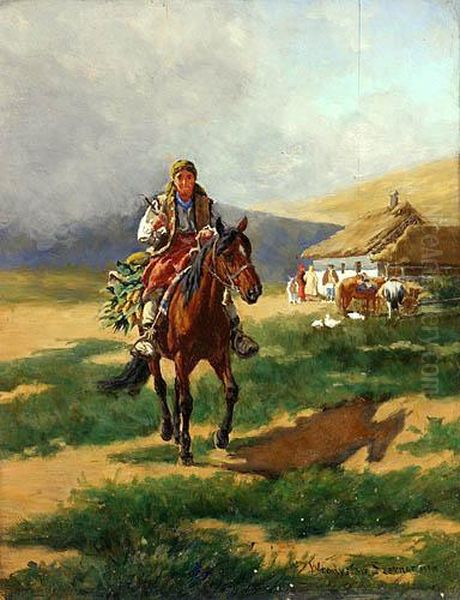 Huculka Na Koniu Oil Painting by Wladyslaw Szerner