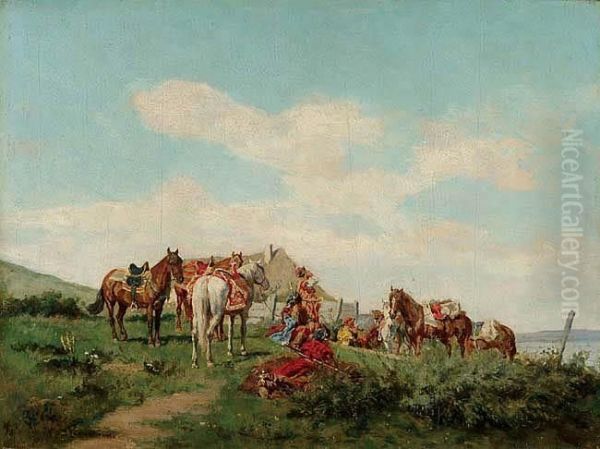 Popas Podroznych W Strojach Historycznych Oil Painting by Wladyslaw Szerner