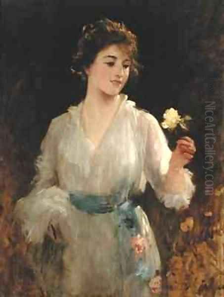 The Yellow Rose Oil Painting by Sir Samuel Luke Fildes