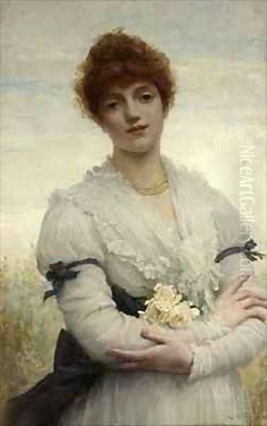 An English Girl Oil Painting by Sir Samuel Luke Fildes