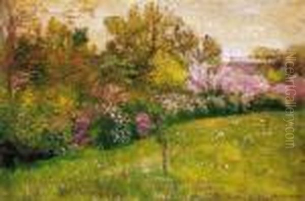 Spring Garden Oil Painting by Lajos Szlanyi