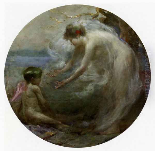 Venus And Cupid Oil Painting by Robert Fowler