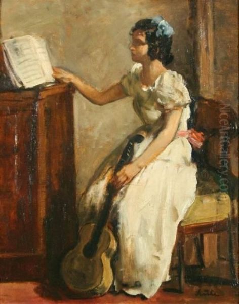 Making Music Oil Painting by Peter Szule