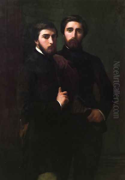 Double Portrait of the d'Assy Brothers Oil Painting by Jean Hippolyte Flandrin