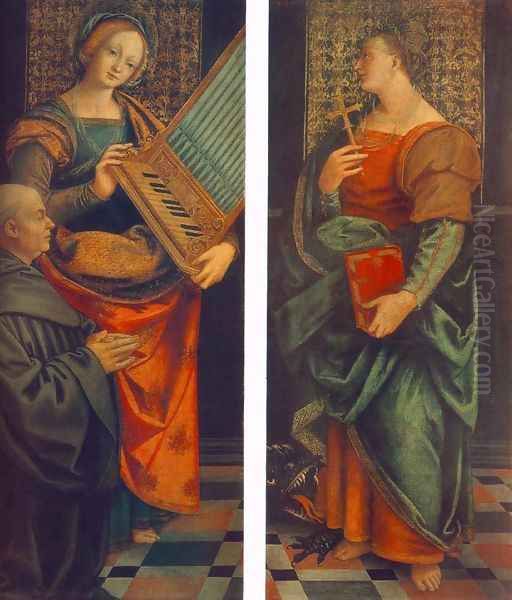 St Cecile with the Donator and St Marguerite Oil Painting by Gaudenzio Ferrari