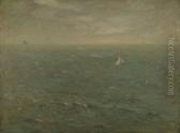 Sea With Sailboat Oil Painting by Augustus Vincent Tack