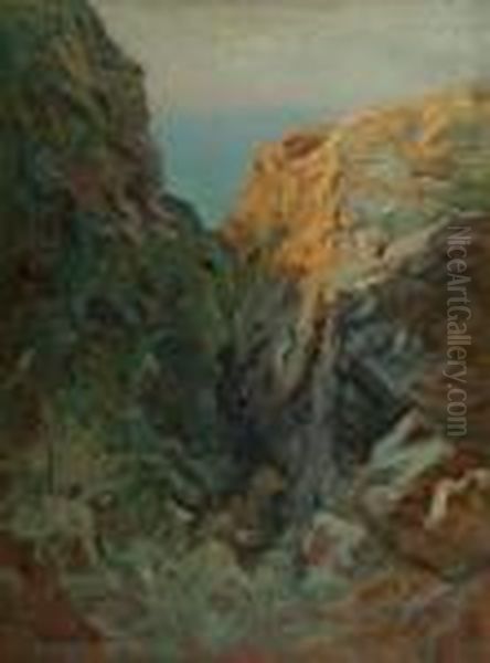 Hawaiian Cliffs Oil Painting by Augustus Vincent Tack