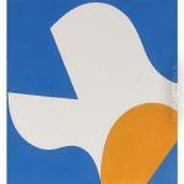 White And Yellow Slotted Figure Oil Painting by Sophie Taeuber-Arp