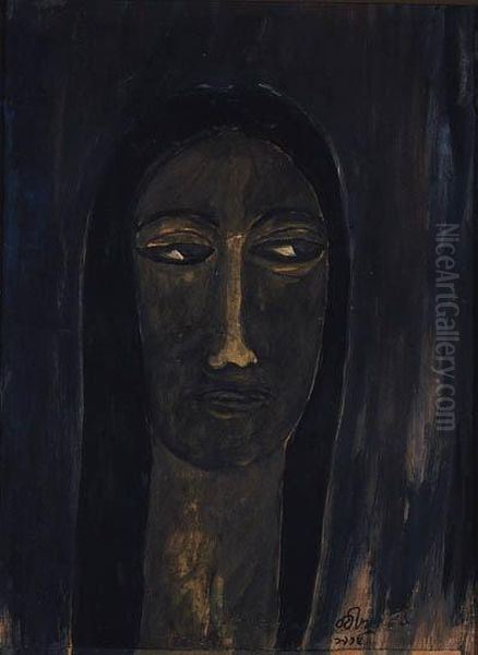 Portrait Of A Lady Oil Painting by Rabindranath Tagore