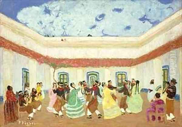 The Patio Oil Painting by Pedro Figari