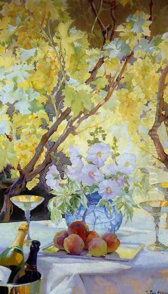 Bodegon el el Jardin Oil Painting by Pons Arnau Francisco