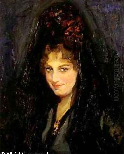 Mujer Con Mantilla Oil Painting by Pons Arnau Francisco