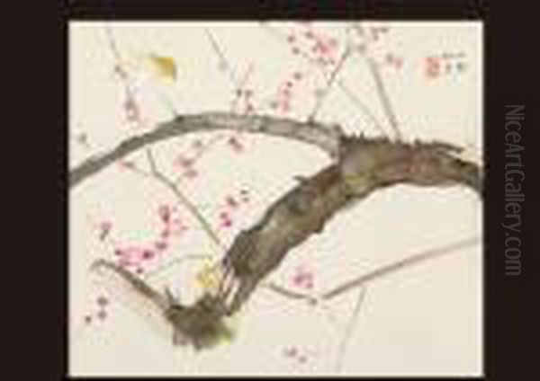 A Bird On The Plum Tree Oil Painting by Seiho Takeuchi