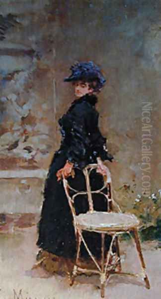 Lady In Interior Oil Painting by Miralles Francisco