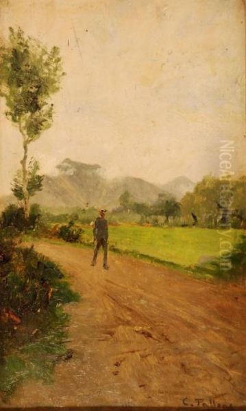 Strada Di Campagna Oil Painting by Cesare Tallone