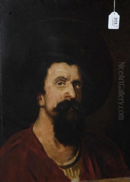 Ritratto Di Uomo Con Cappello Oil Painting by Cesare Tallone