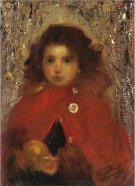 Bambina. Ritratto Della Figlia Maria Oil Painting by Cesare Tallone