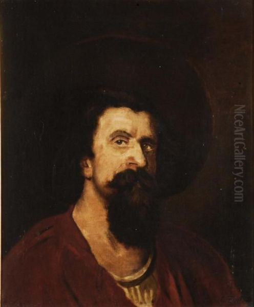 Ritratto Di Uomo Concappello Oil Painting by Cesare Tallone