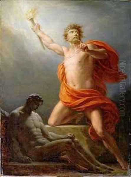 Prometheus Bringing Fire to Mankind Oil Painting by Friedrich Heinrich Fuger