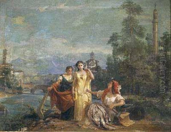 Bozzetto Per Il Teatro Sociale Di Palazzuolo Oil Painting by Cesare Tallone