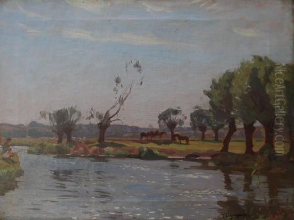 The Avon, Warwickshire Oil Painting by Algernon Talmage