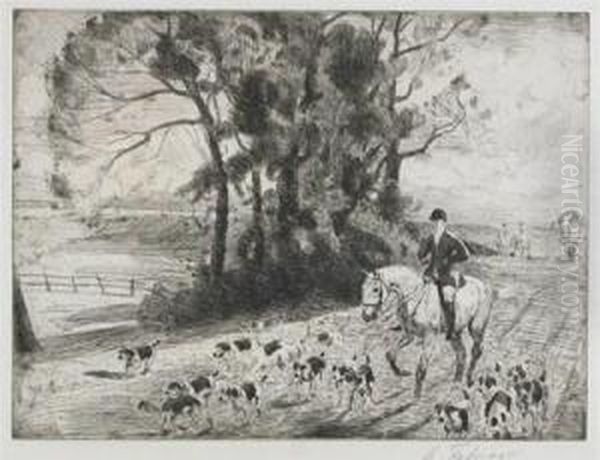 Huntsman And Hounds Oil Painting by Algernon Talmage