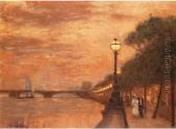 Chelsea Embankment Oil Painting by Algernon Talmage