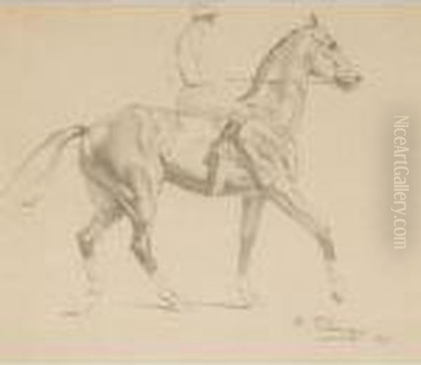 Racehorse With Jockey Up Oil Painting by Algernon Talmage