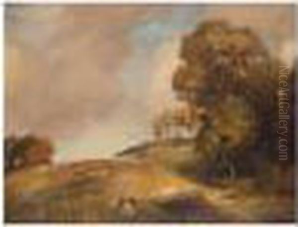 Sheep In An Autumnal Landscape Oil Painting by Algernon Talmage