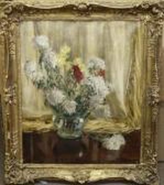 Flowers In Glass Bowl Oil Painting by Algernon Talmage