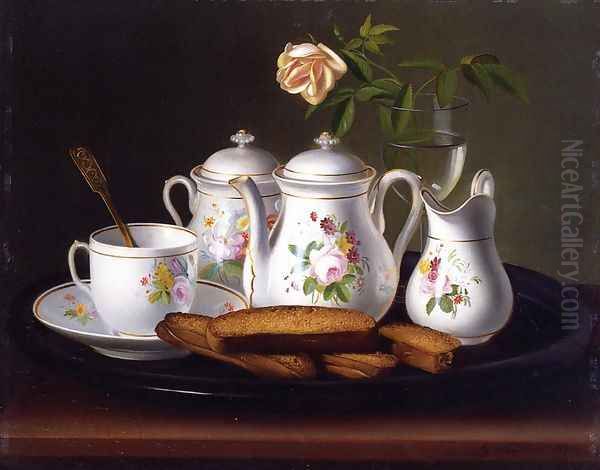 Still Life of Porcelain and Biscuits Oil Painting by George Forster