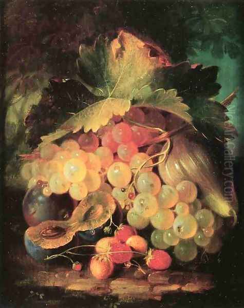 Still Life with Strawberries Oil Painting by George Forster