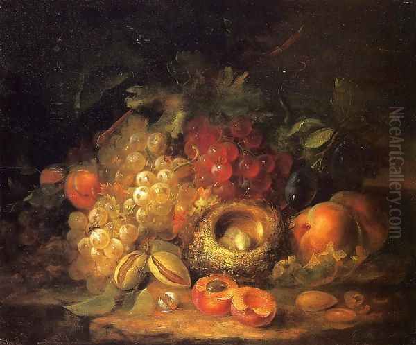 Still Life with Grapes and Peaches Oil Painting by George Forster