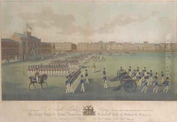 The Honorable Artillery Company assembled for ball practice at Childs Hill, Hampstead Oil Painting by George Forster