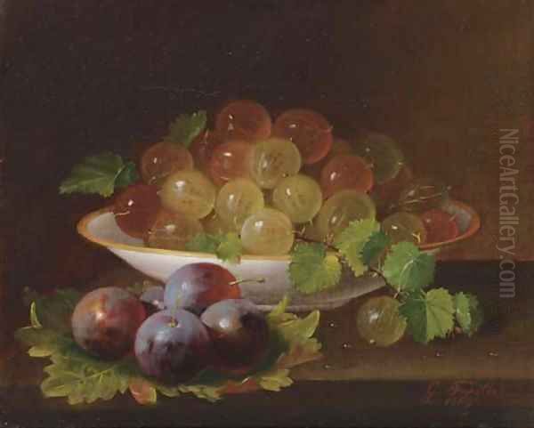 Plums and Gooseberries Oil Painting by George Forster