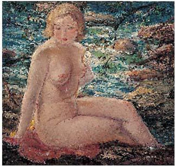 Baigneuse Au Bord De L'eau Oil Painting by Yasushi Tanaka