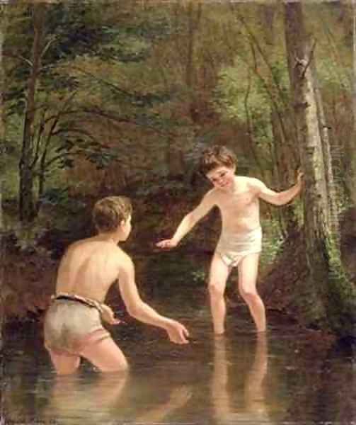 Bathing Boys Oil Painting by Edouard Frere