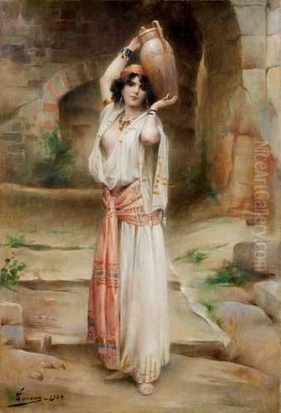 La Porteuse D'eau Oil Painting by Henri Adriene Tanoux