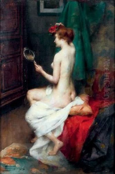 Femme Nue Se Coiffant Oil Painting by Henri Adriene Tanoux