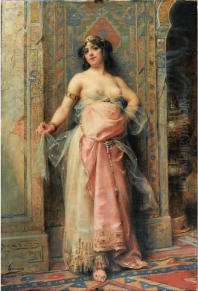 Jeune Orientale Au Brule-parfums Oil Painting by Henri Adriene Tanoux