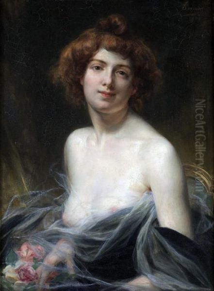 Jeune Femme Au Decollete Oil Painting by Henri Adriene Tanoux