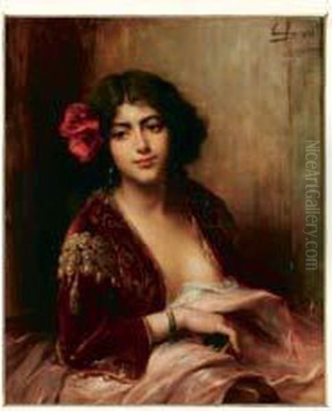 La Jeune Espagnole Oil Painting by Henri Adriene Tanoux