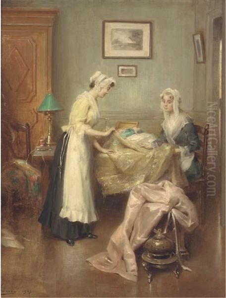 A Meeting With The Dressmaker Oil Painting by Henri Adriene Tanoux