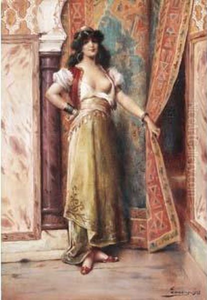 < L'entree Du Harem >. Oil Painting by Henri Adriene Tanoux